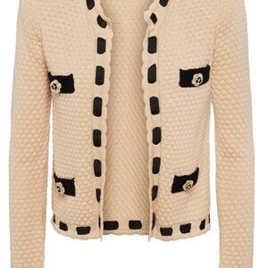 L’agence Chic Beige Cardigan with Black Accents